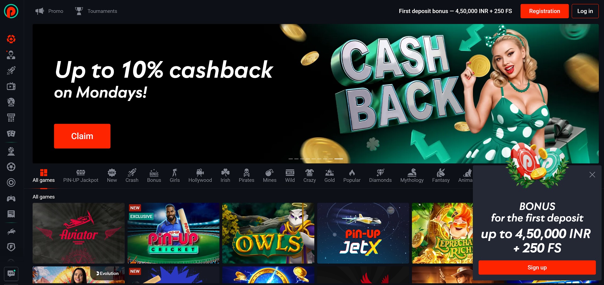 Strona główna Pin Up Casino – oferta gier kasynowych online